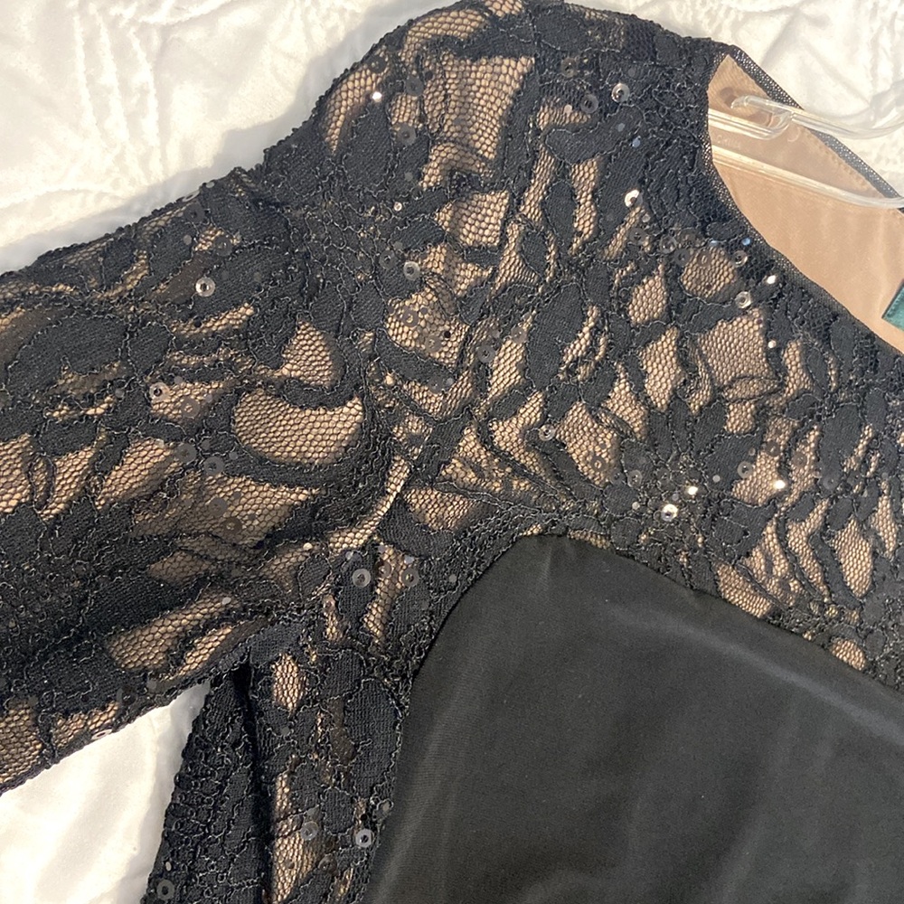 Ralph Lauren Black & Tan Lace Long Sleeved Dress - Picture 5 of 5